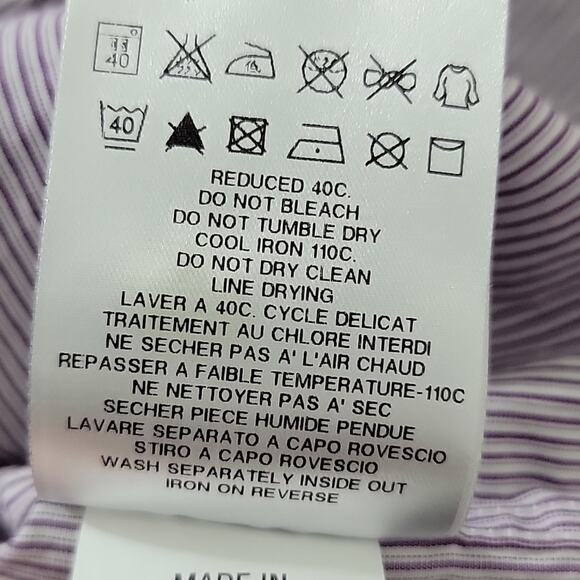 Love Moschino short sleeve mircro striped button up purple shirt S - Picture 12 of 14